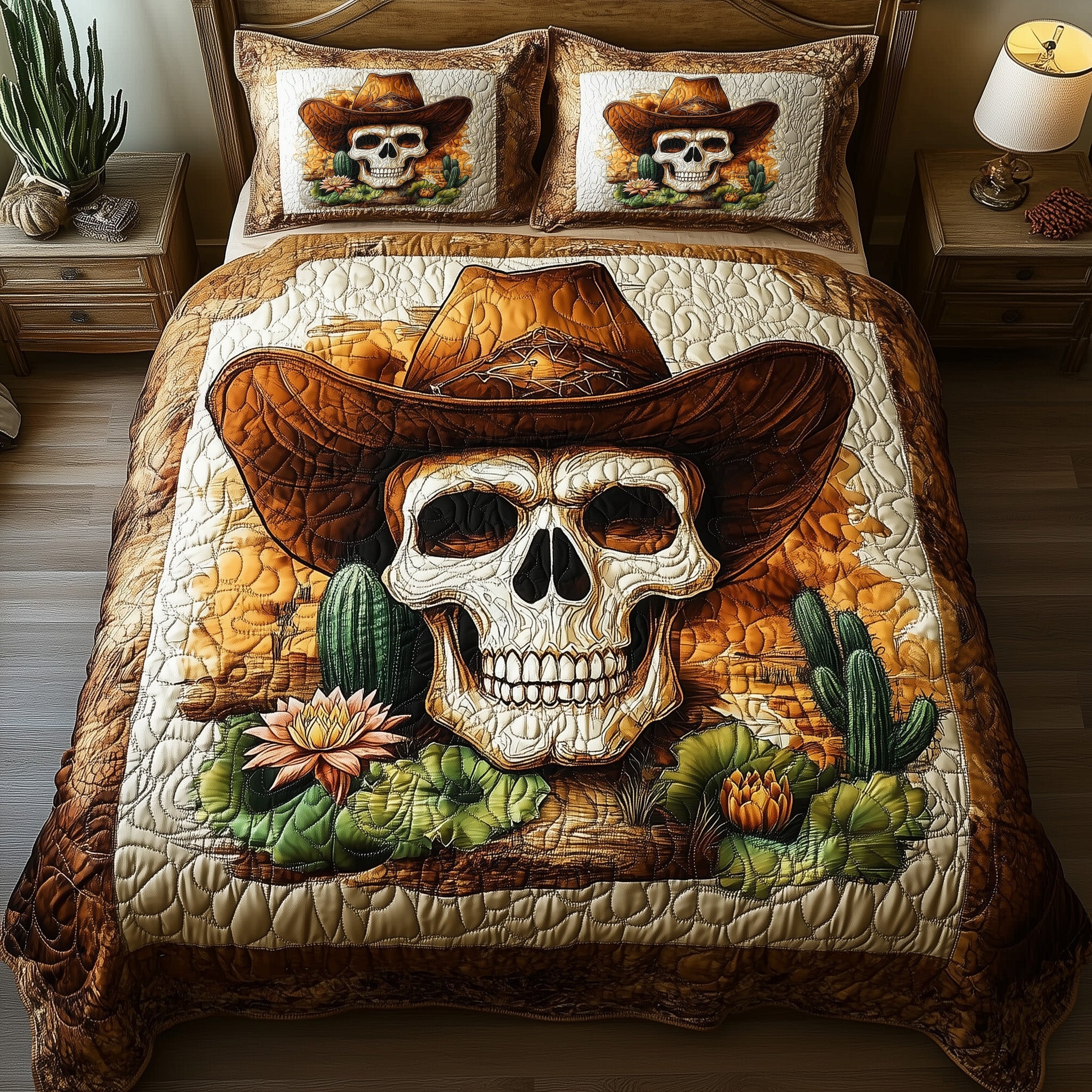 Skull Desert Guardian Quilted Bedding Set Duvet Cover Merchandise Cowboys Christmas Gifts