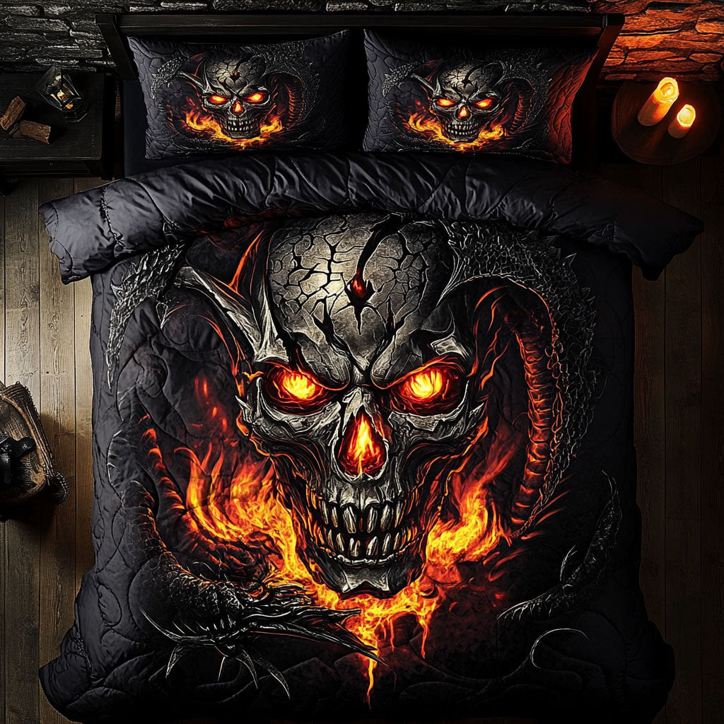 Skull Dragon's Dominion Bedding Set Perfect Gifts For Friends and Family on Halloween Day