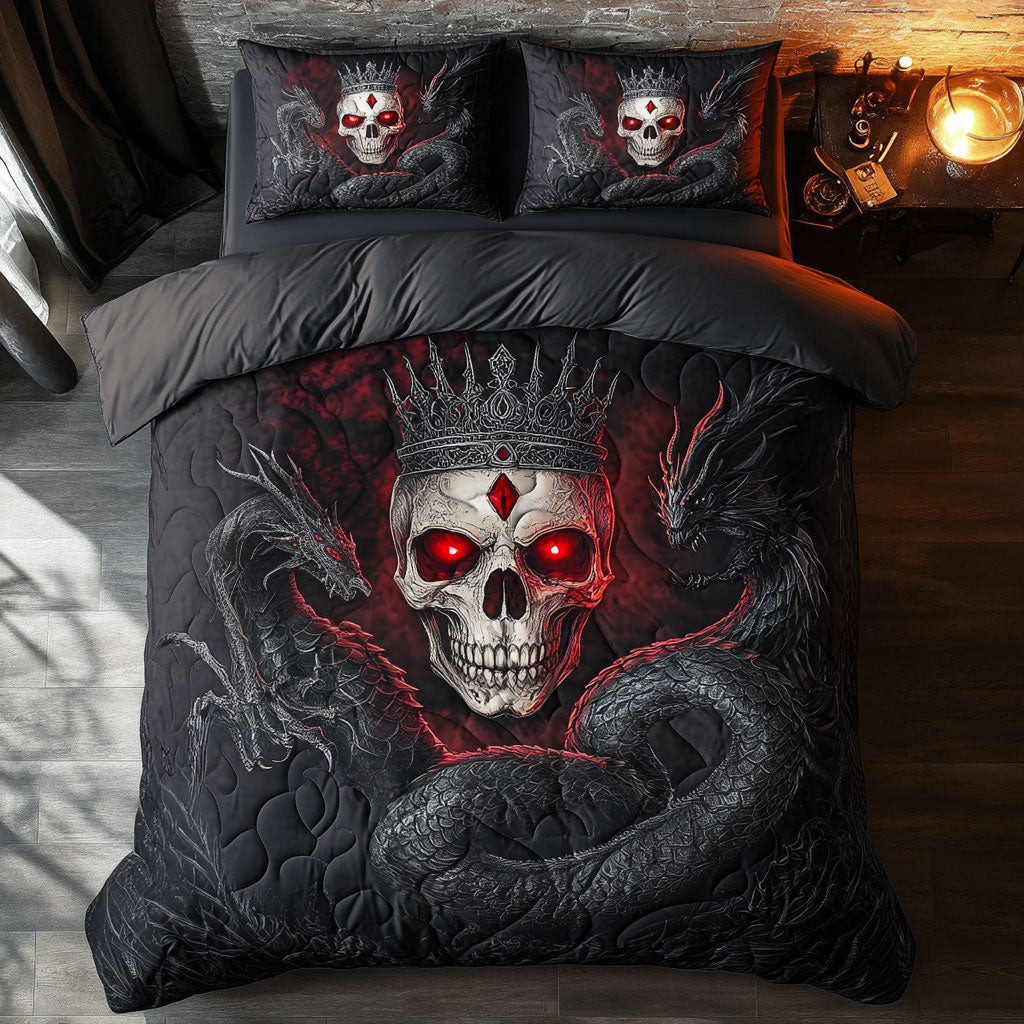 Skull Eclipse Of The Fallen King Bedding Set Gift For Adults on Halloween Day