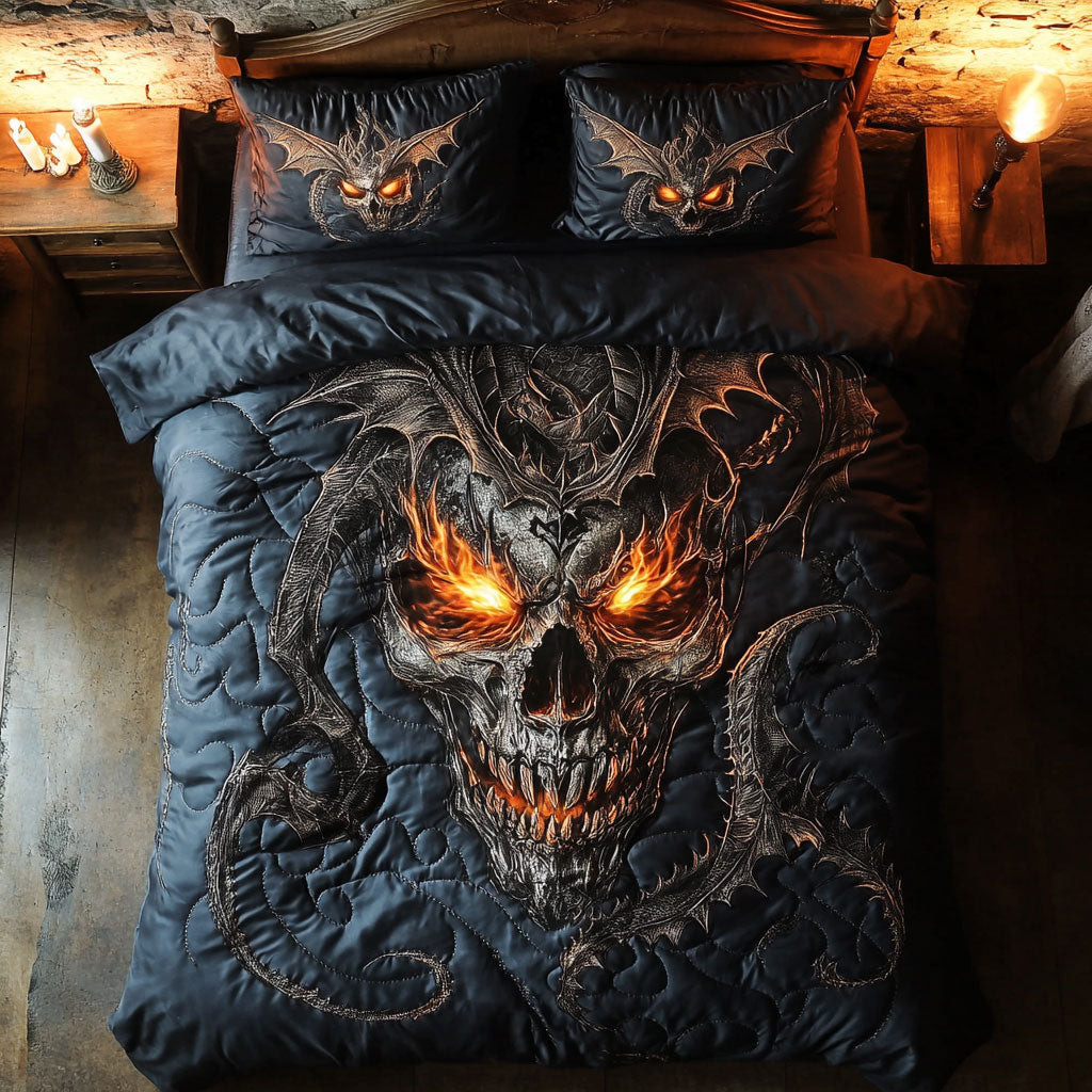 Skull Eclipse Of The Fallen King Bedding Set Memorable Gift For Adults Halloween Day