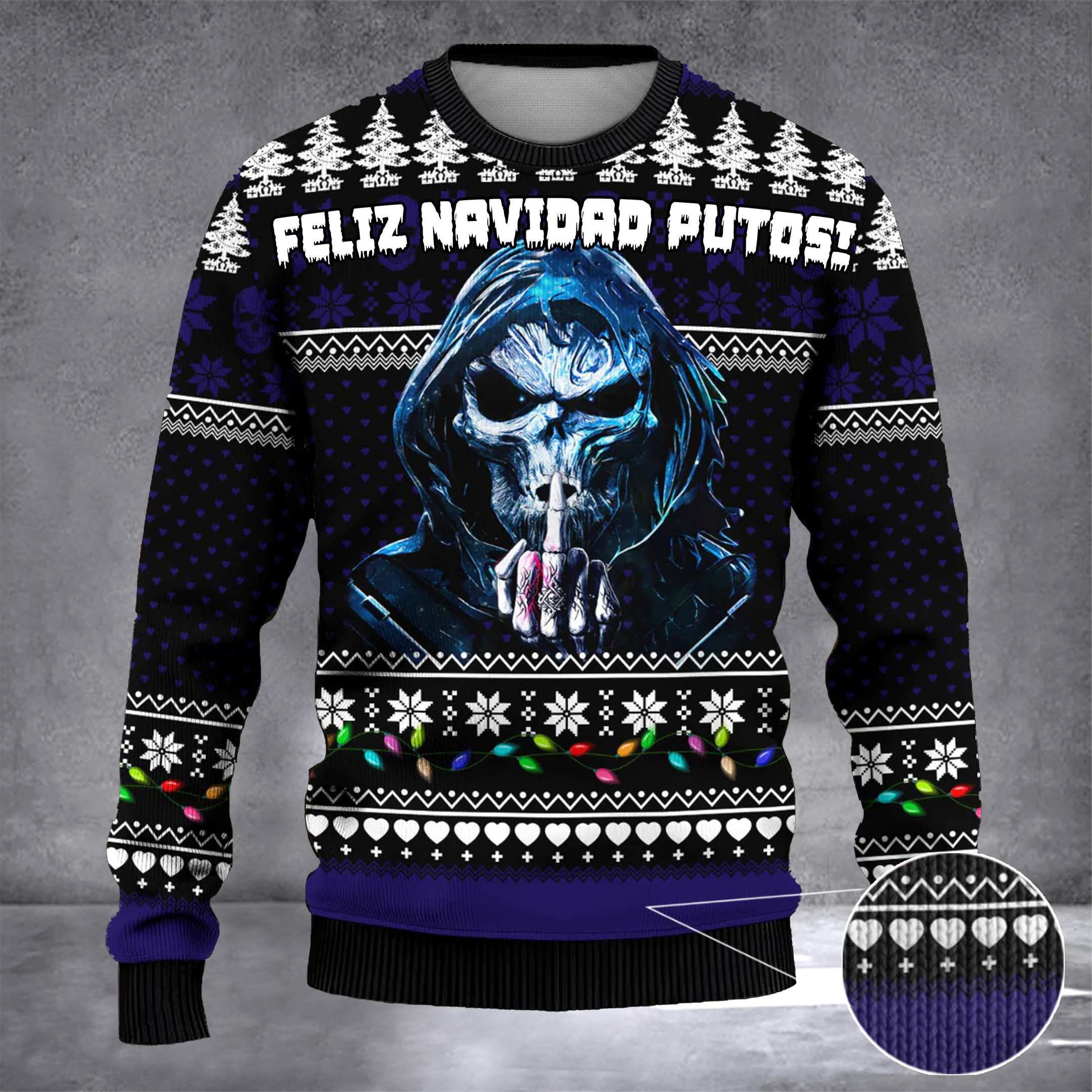 Skull Feliz Navidad Putos Sweater Horror Scary Skull Ugly Christmas Sweater Gift For Dude