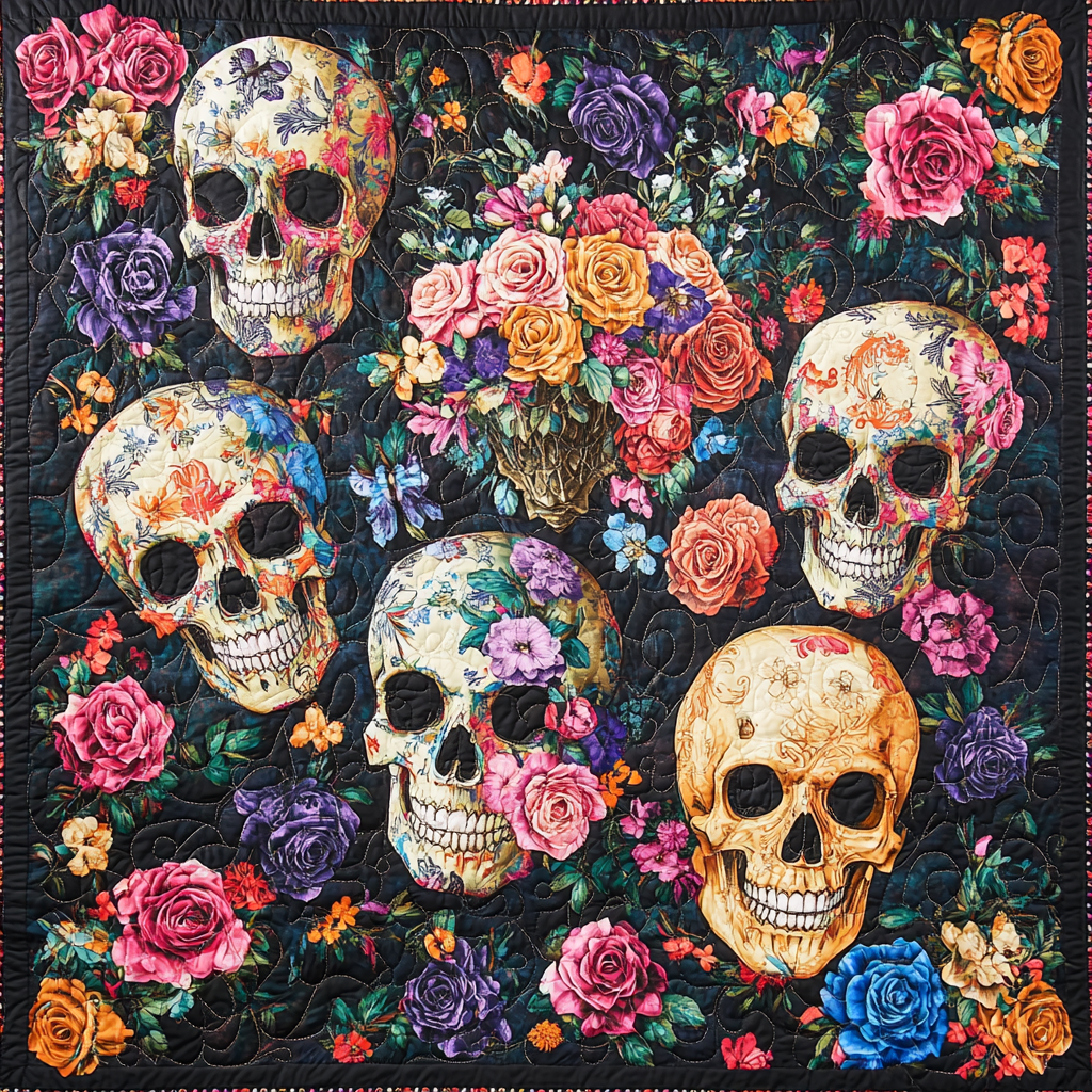 Skull Festive Quilted Blanket Skull Presents For Her