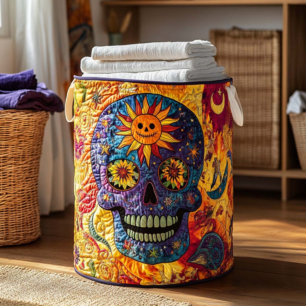 Skull Fiesta Quilted Laundry Basket Merch For Friends