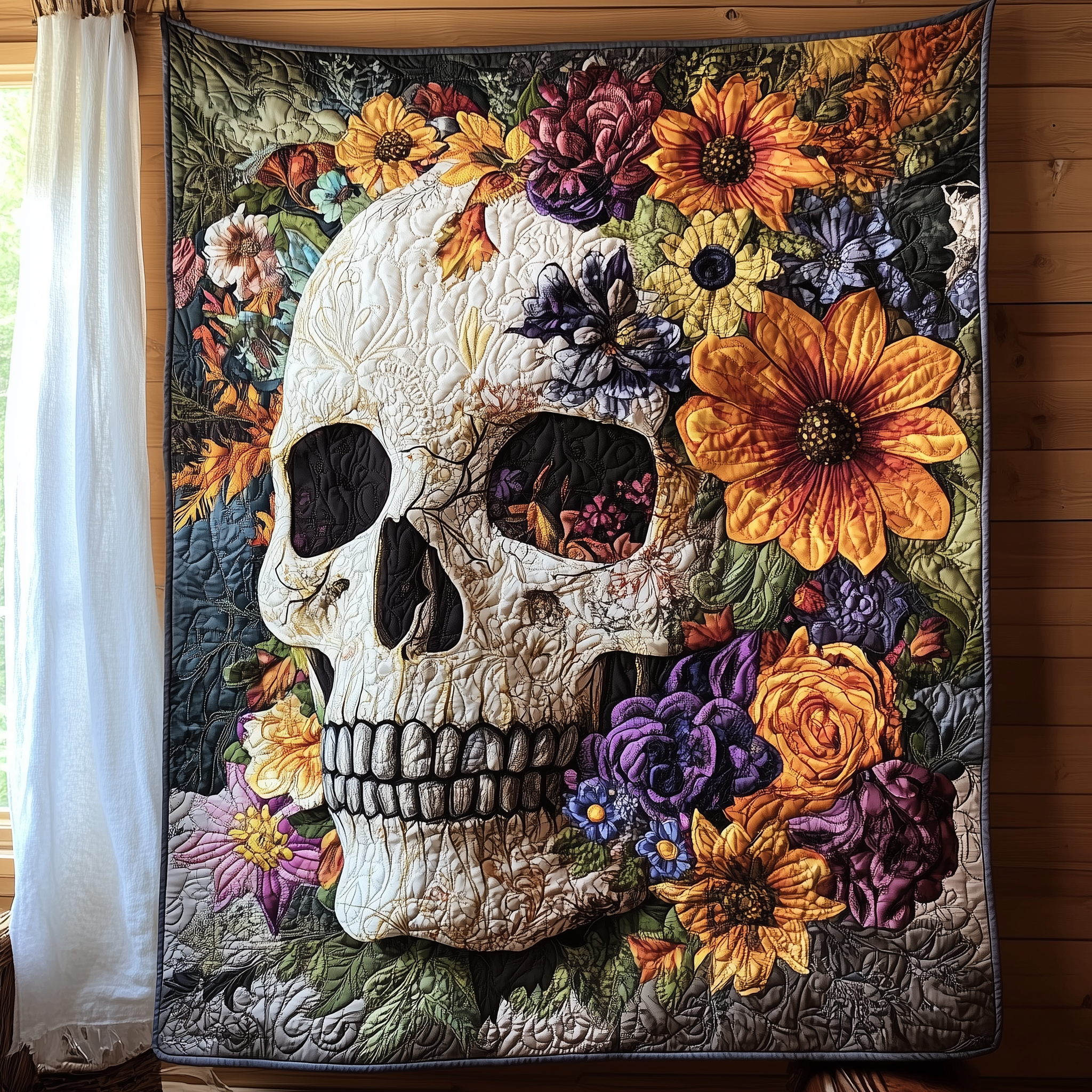 Skull Floral Quilted Blanket Christmas Quilted Blanket Christmas Gifts For Parents