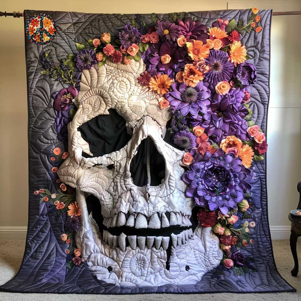 Skull Flower Power Christmas Blanket Useful Gifts For Mom