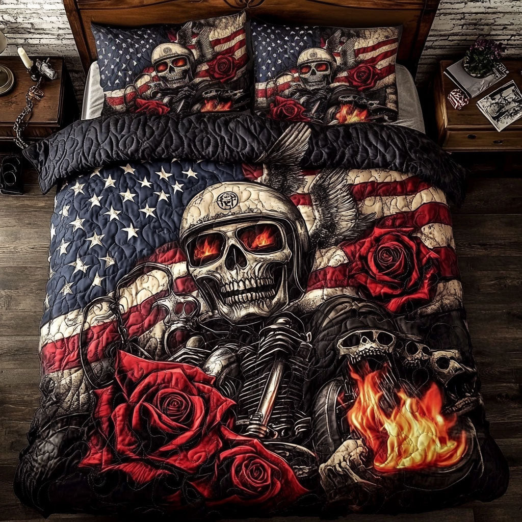Skull Ghost Rider Bedding Set Gift Decor For Mens and Friends and Family on Halloween Day