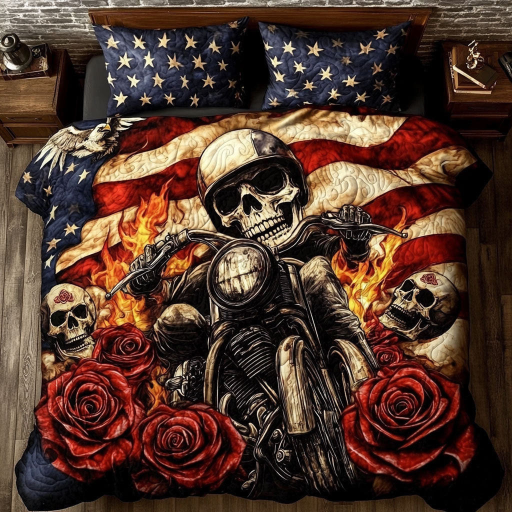 Skull Ghost Rider Bedding Set Gifts Memorable For Mens and Friends and Family on Halloween Day