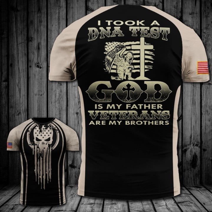 Skull God Is My Father Veterans Are My Brothers Shirt Mens Patriotic Clothing Gifts For Father