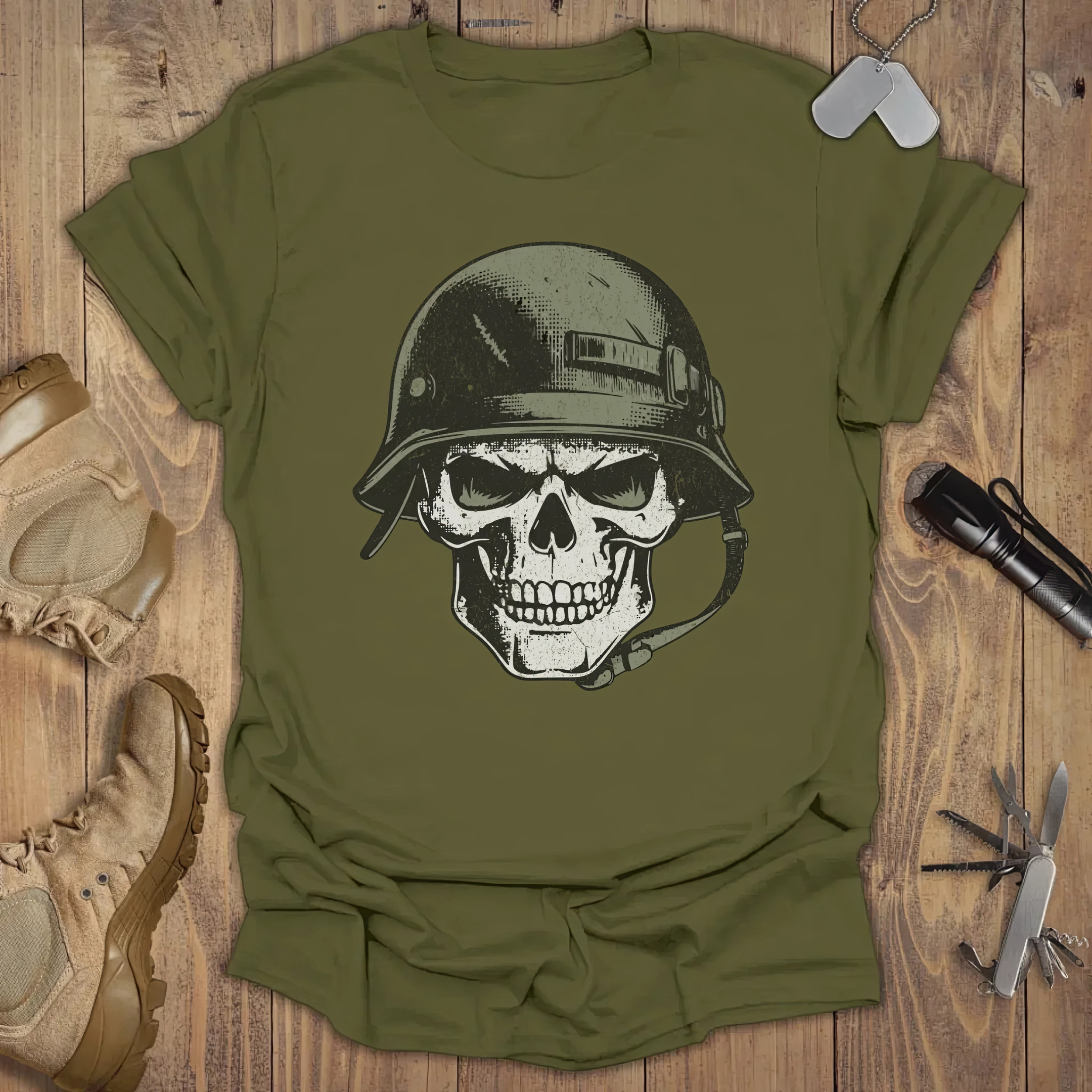 Skull Helmet T-shirt Veterans Tees Mother's Day Presents For Mom