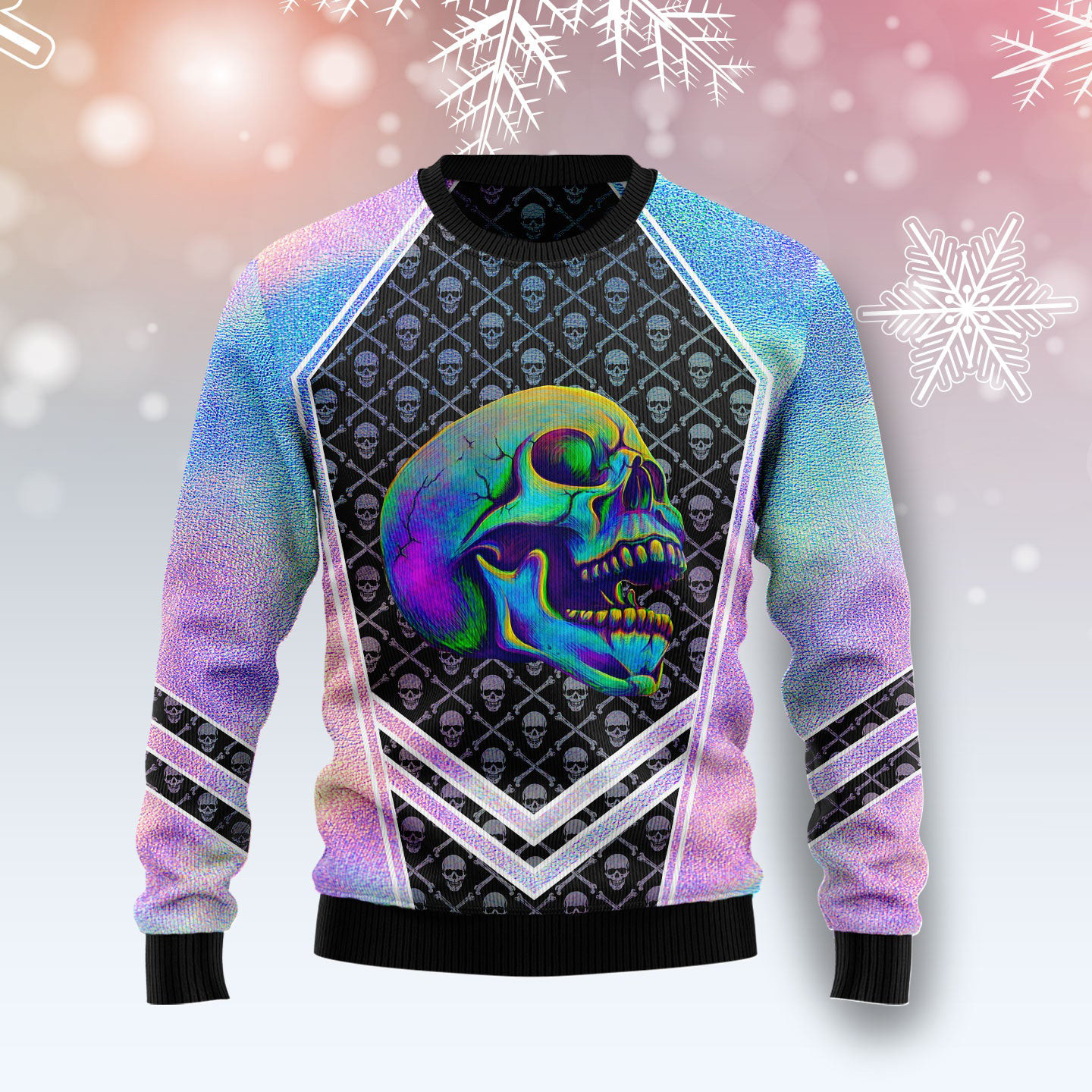 Skull Hologram Ugly Christmas Sweater Winter Clothing Christmas Gifts For Skull Lovers