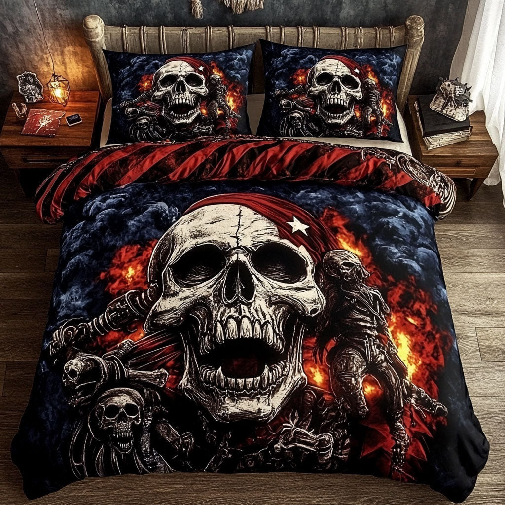 Skull Love The Race Bedding Set Gift Decoration For Mens and Friends and Family on Halloween Day