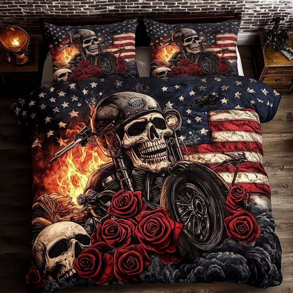 Skull Love The Race Bedding Set Gifts Decor For Mens and Friends and Family on Halloween Day