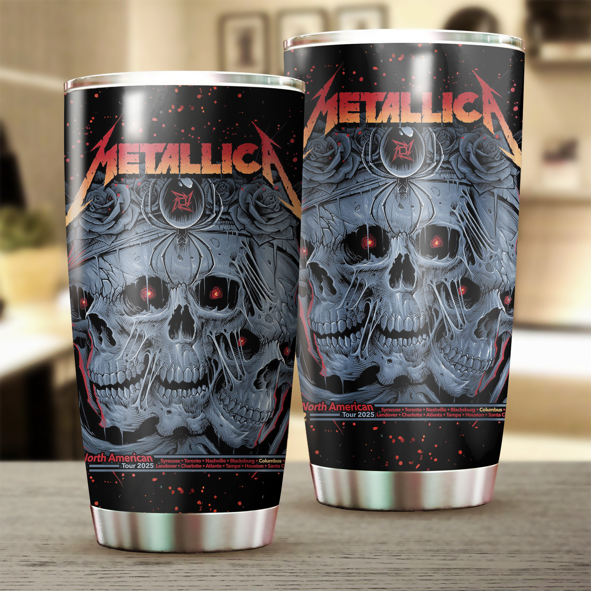 Skull Metallica North American Tour 2025 Tumbler Unique Gifts For Music Lovers