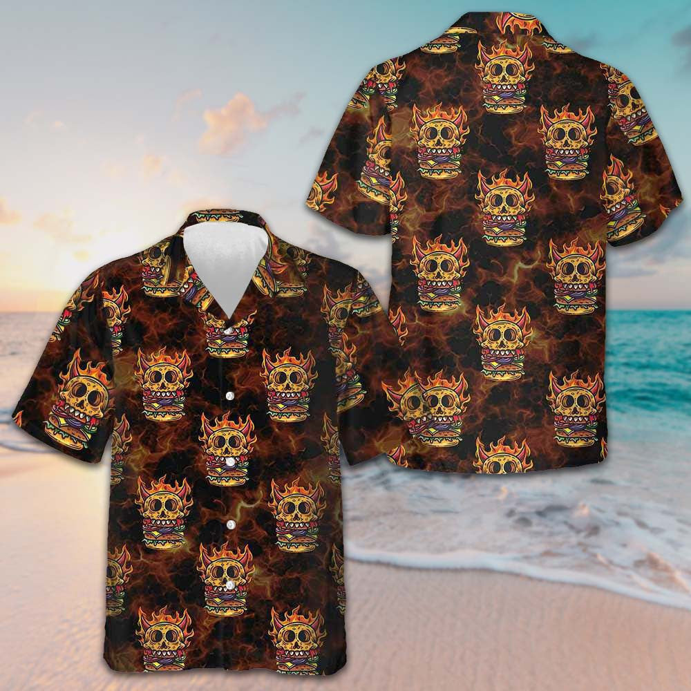 Skull Monster Burger Hawaiian Shirt Unique Design Burger Shirt Gift Ideas For Men Skull Monster Burger Hawaiian Shirt Unique Design Burger Shirt Gift Ideas For Men