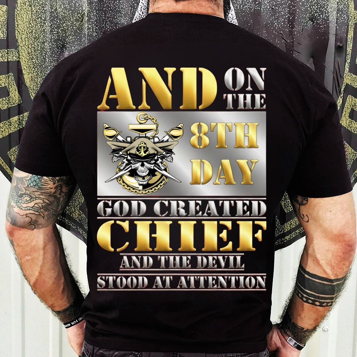 Skull Navy Veteran Shirt And On The 8th Day God Created Chief Military Pride Merch For Him