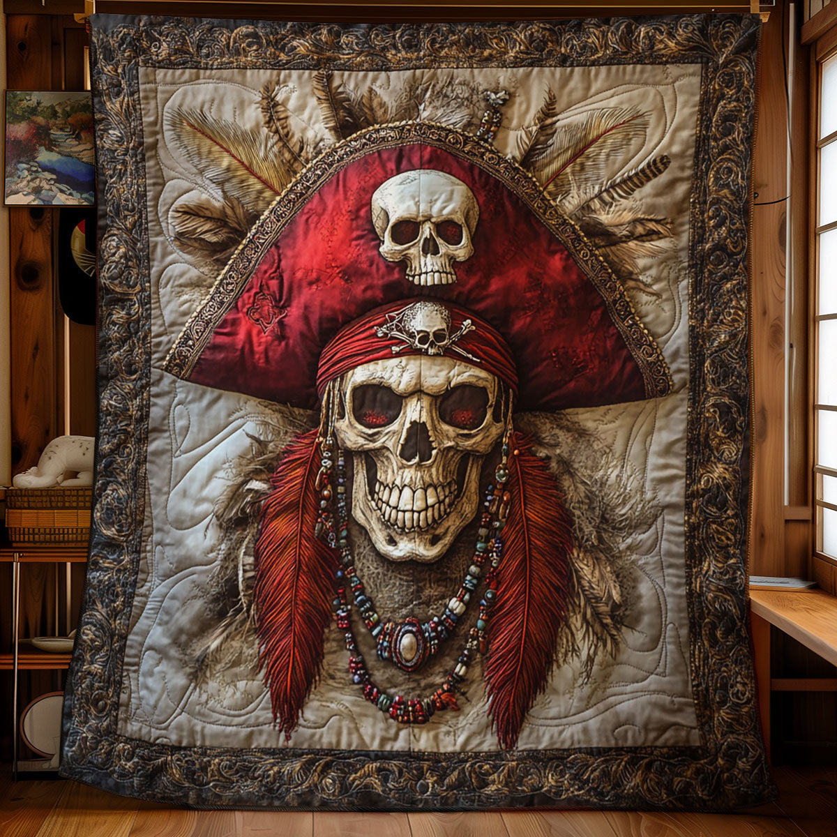 Skull Pirate Quilted Blanket Best Throw Blanket Best Family Christmas Gifts