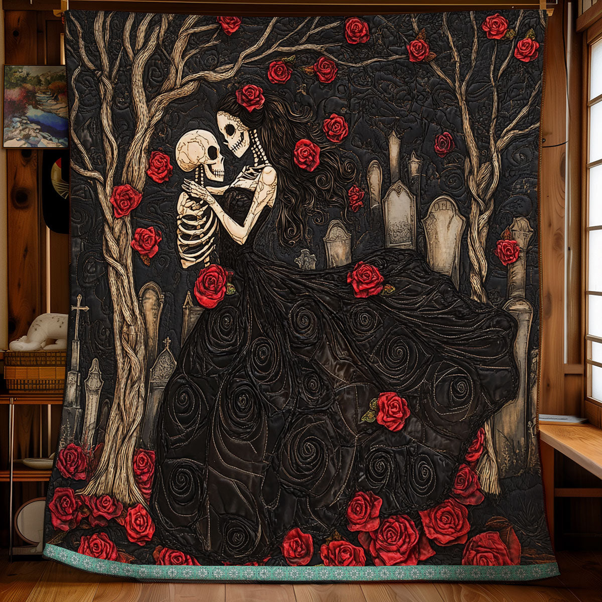 Skull Quilt Blanket King Size Blanket Gift For Grand
