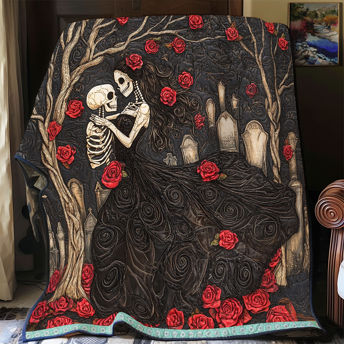 Skull Quilt Blanket Throws And Blankets Mother's Day Presents For Mom