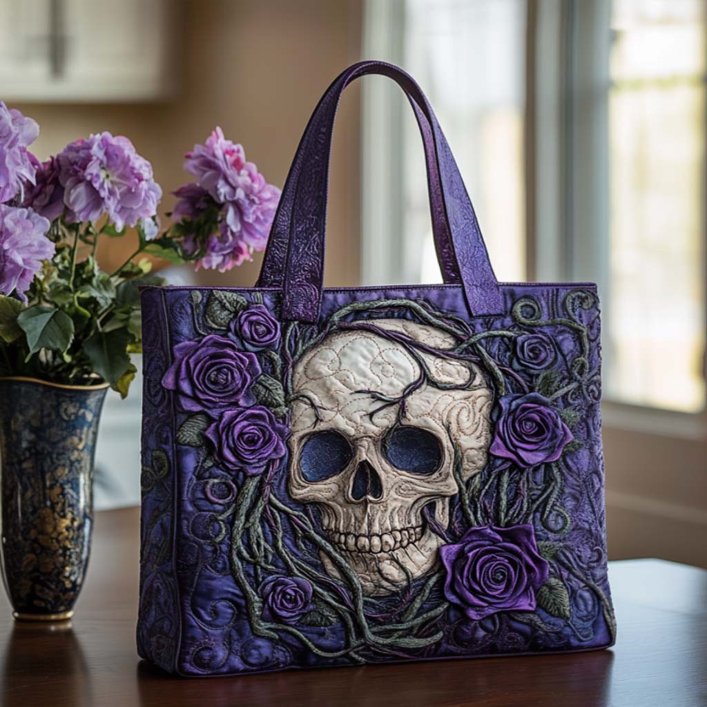 Skull Quilted Tote Bag Gifts With Skulls On Them