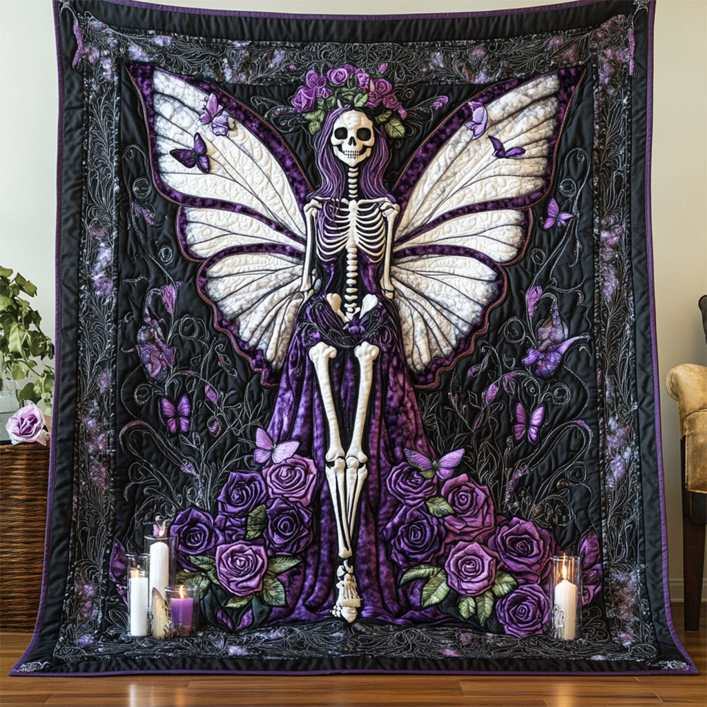 Skull Reign Of The Violet Veil Quilt Gift Decor For Womans and Friends and Mom on Halloween Day