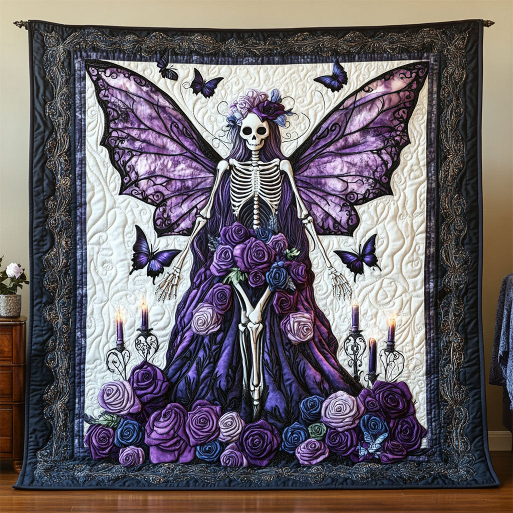 Skull Reign Of The Violet Veil Quilt Gifts Decor For Womans and Friends and Mom on Halloween Day