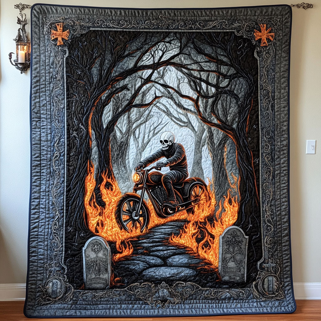 Skull Rider Quilt Cozy Quilt Blanket for Winter Relaxation
