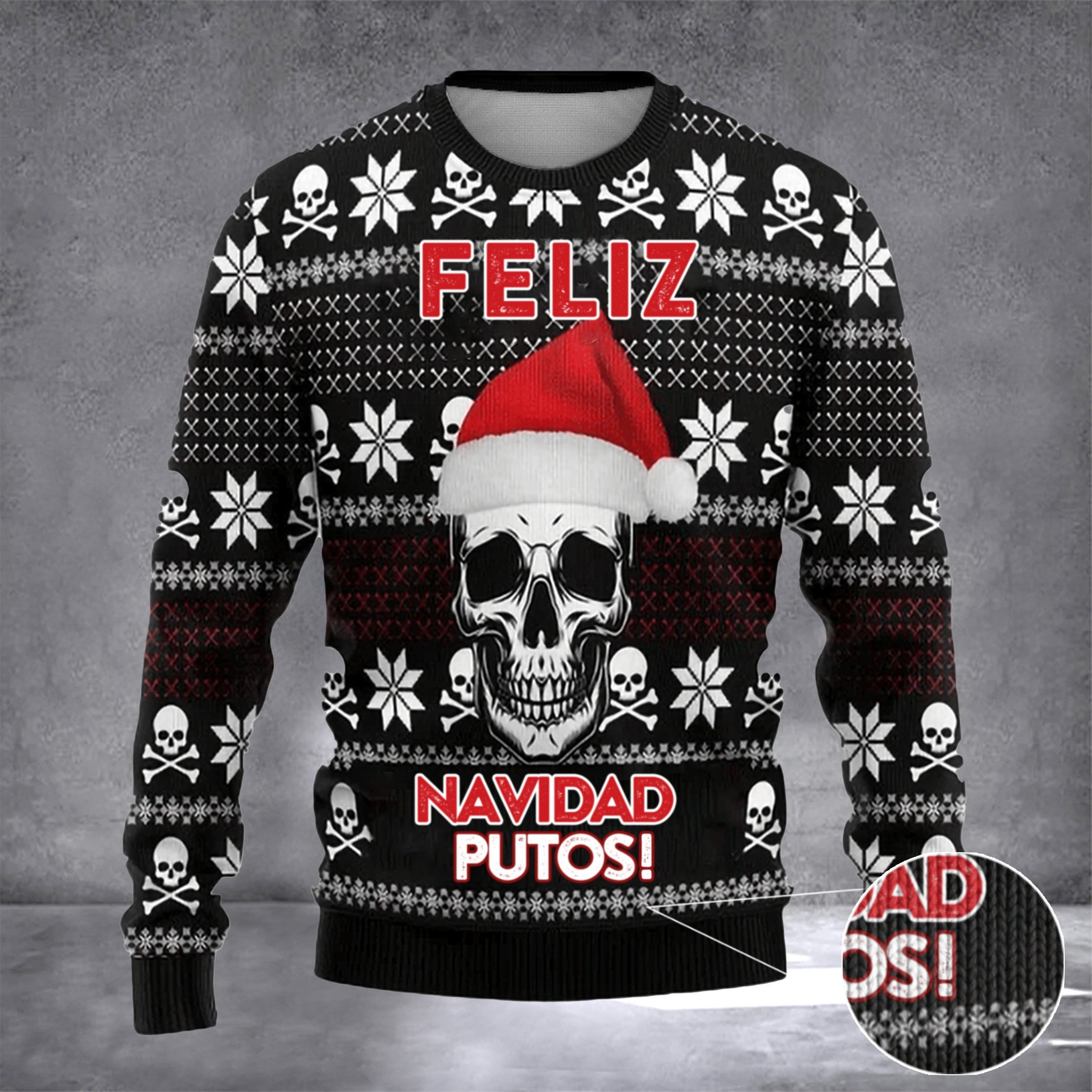 Skull Santa Feliz Navidad Putos Ugly Christmas Sweater Feliz Navidad Santa Skull Sweater 2024 Skull Santa Feliz Navidad Putos Ugly Christmas Sweater Feliz Navidad Santa Skull Sweater 2024