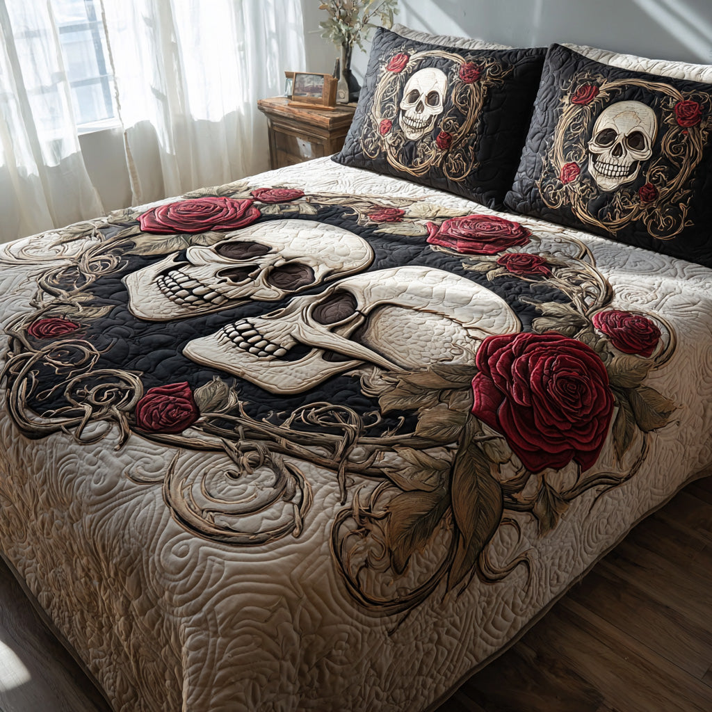Skull Serenity Quilted Bedding Set Create a Cozy Space