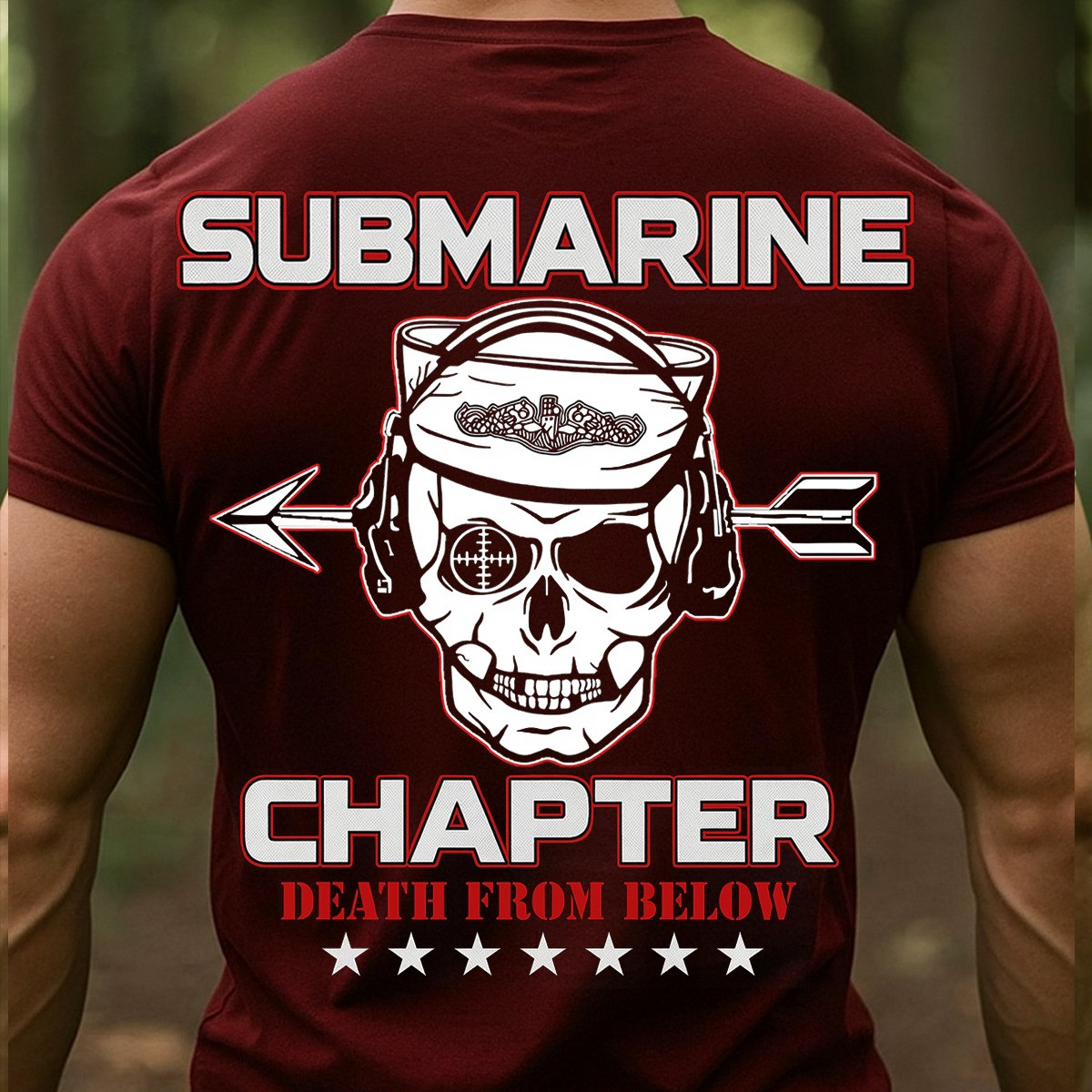 Skull Submarine T-Shirt Chapter Death From Below Navy Veteran Tee Military Submariner Gifts