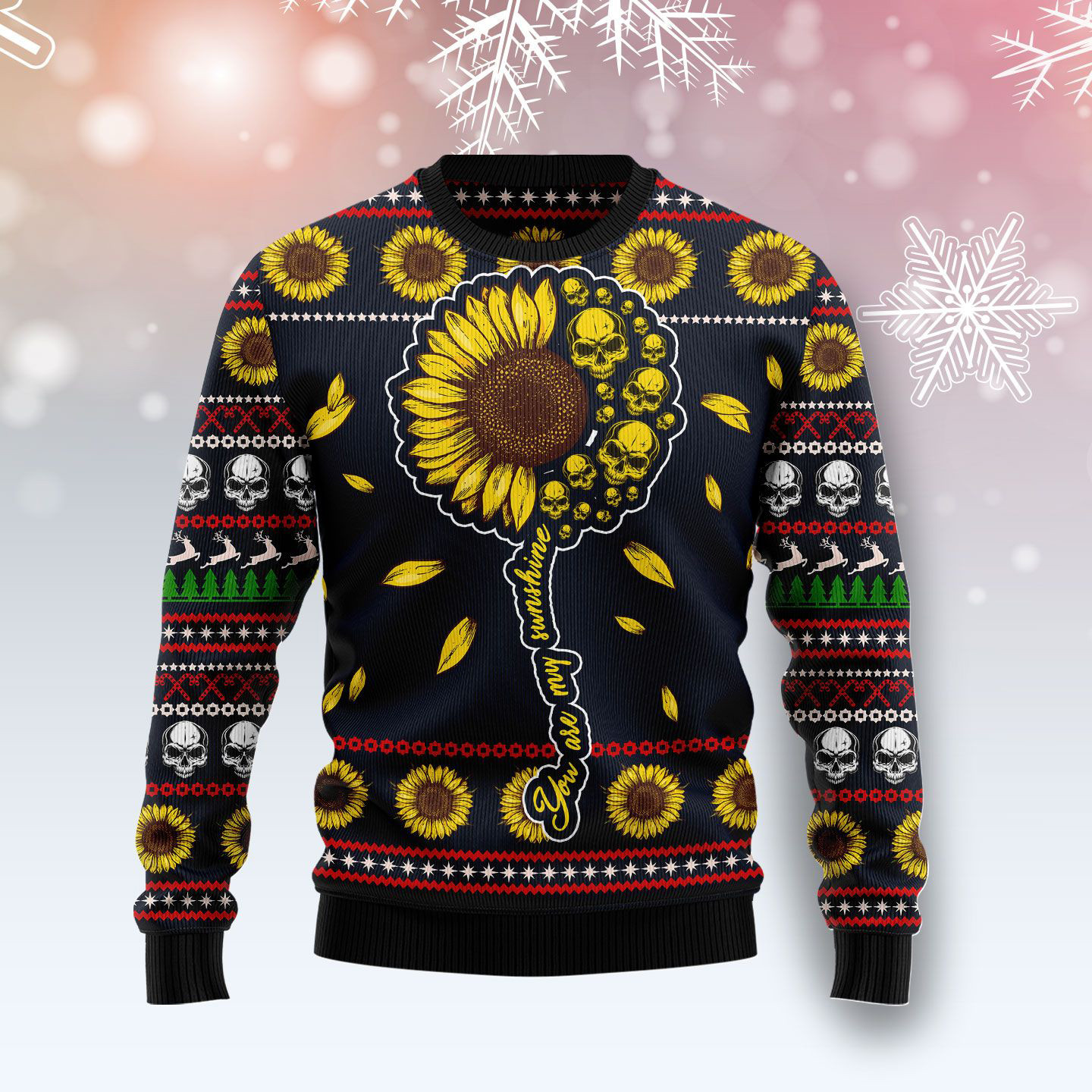 Skull Sunflower Ugly Christmas Sweater Winter Apparel Dark Humor Christmas Sweater