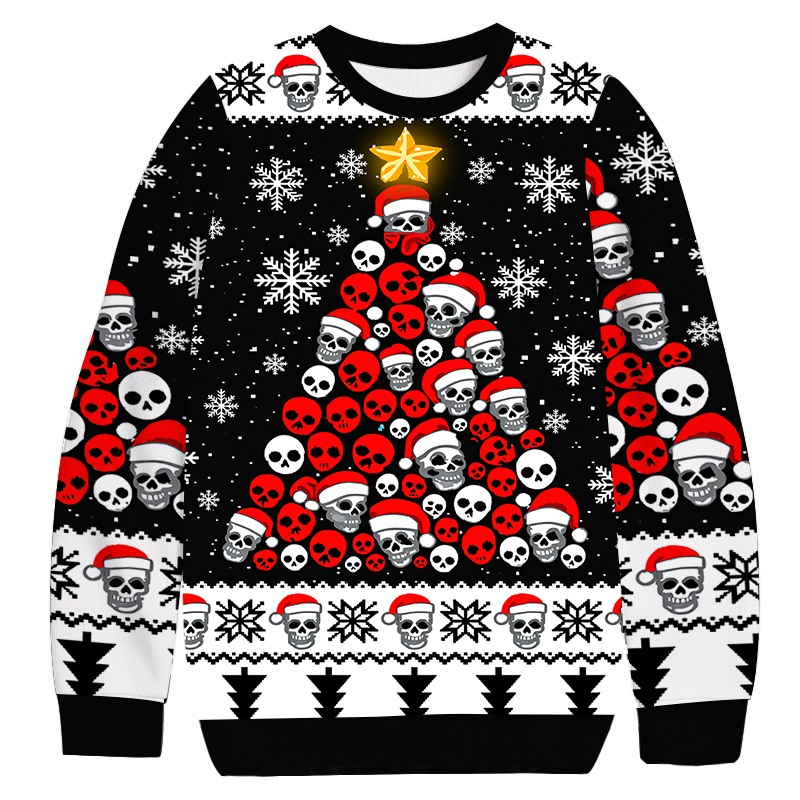 Skull Tree Christmas Ugly Sweatshirt Holiday Season Gag Gift Top Skull Tree Christmas Ugly Sweatshirt Holiday Season Gag Gift Top