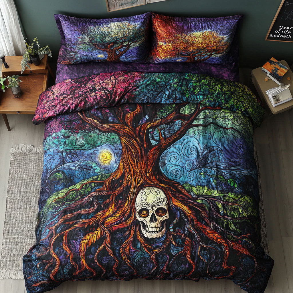 Skull Tree Of Life Bedding Set Gifts Decoration For Friends and Family on Halloween Day