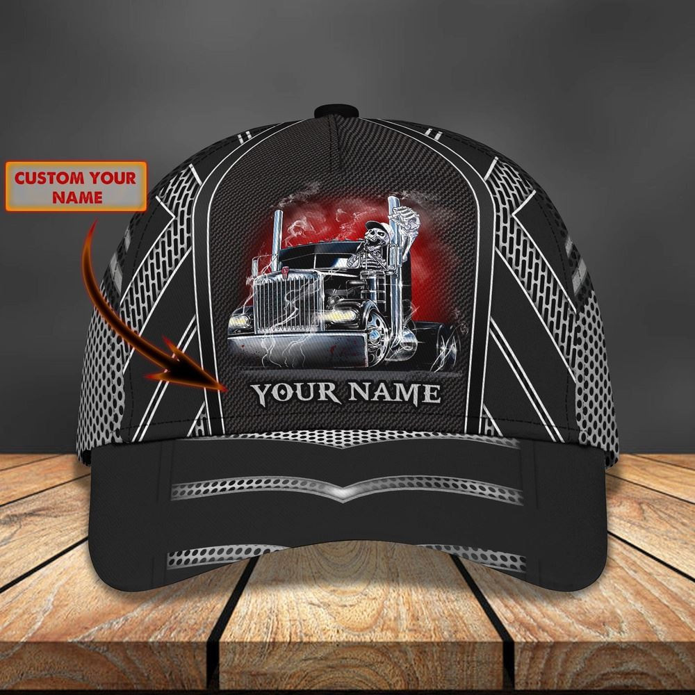 Skull Trucker Customized Name 3D Cap Farmer Baseball Cap Gift For Farmer