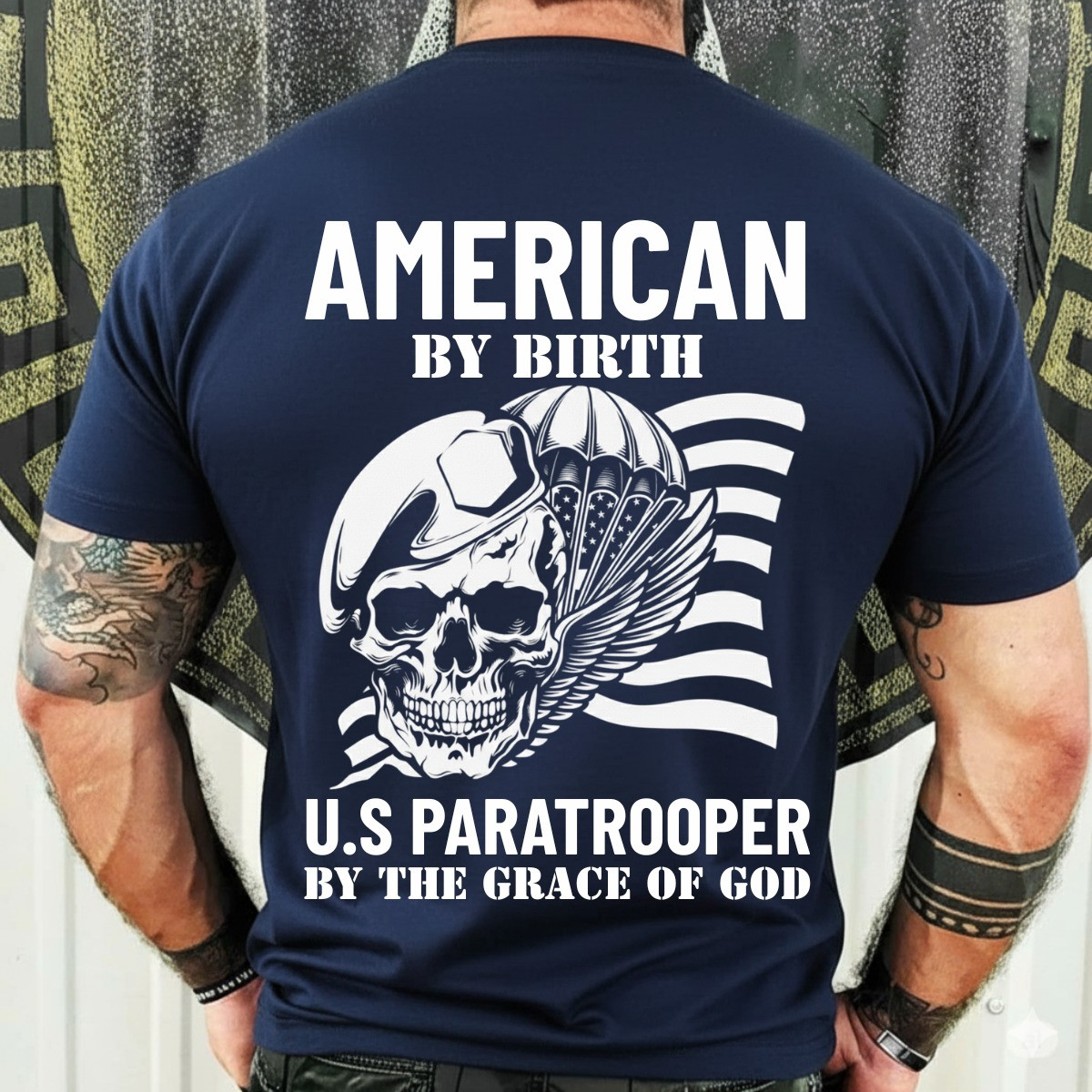 Skull U.S. Paratrooper Shirt American By Birth Proud Veteran Presents For Patriots