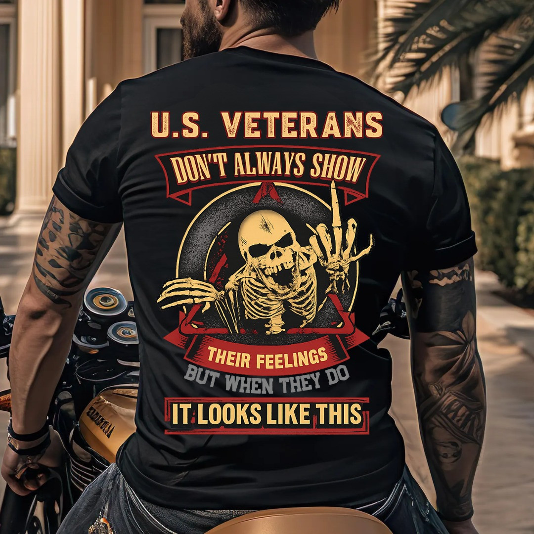 Skull U.S. Veterans Shirt Don't Always Show Their Feelings Funny Veteran Shirt Gift Ideas