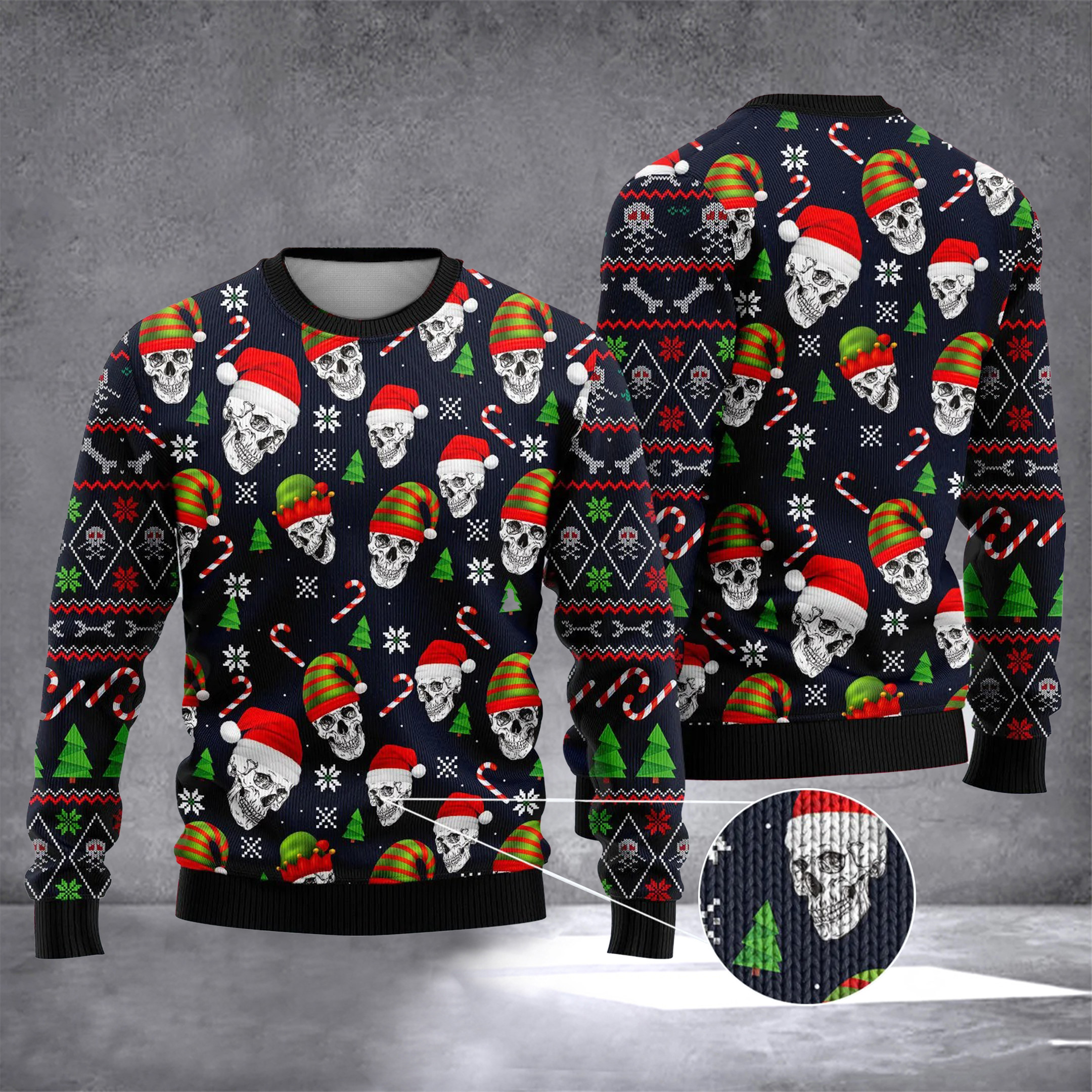 Skull Ugly Christmas Sweater Christmas Skulls Holiday Sweater Presents For Cousin
