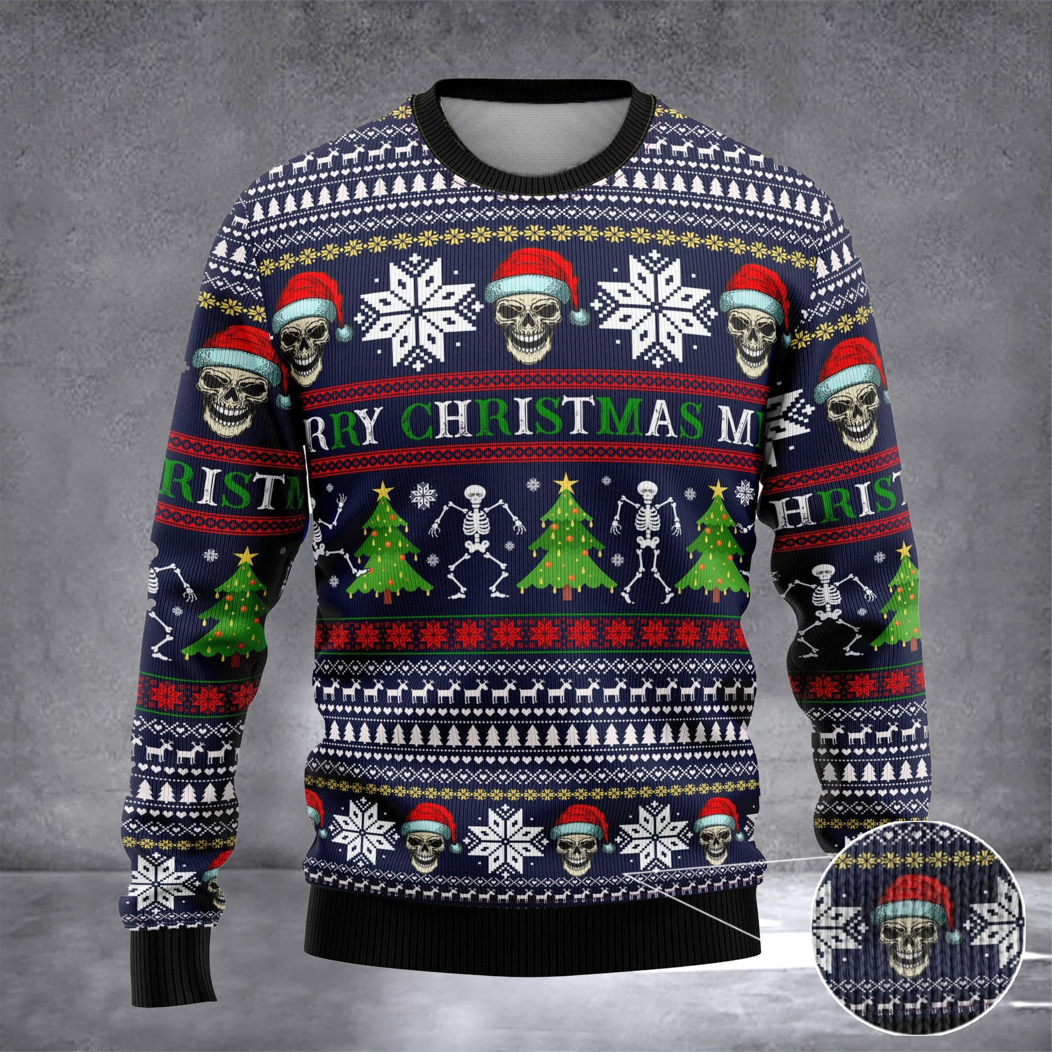 Skull Ugly Christmas Sweater Horror Skull Merry Christmas Sweater Best Gifts For Him