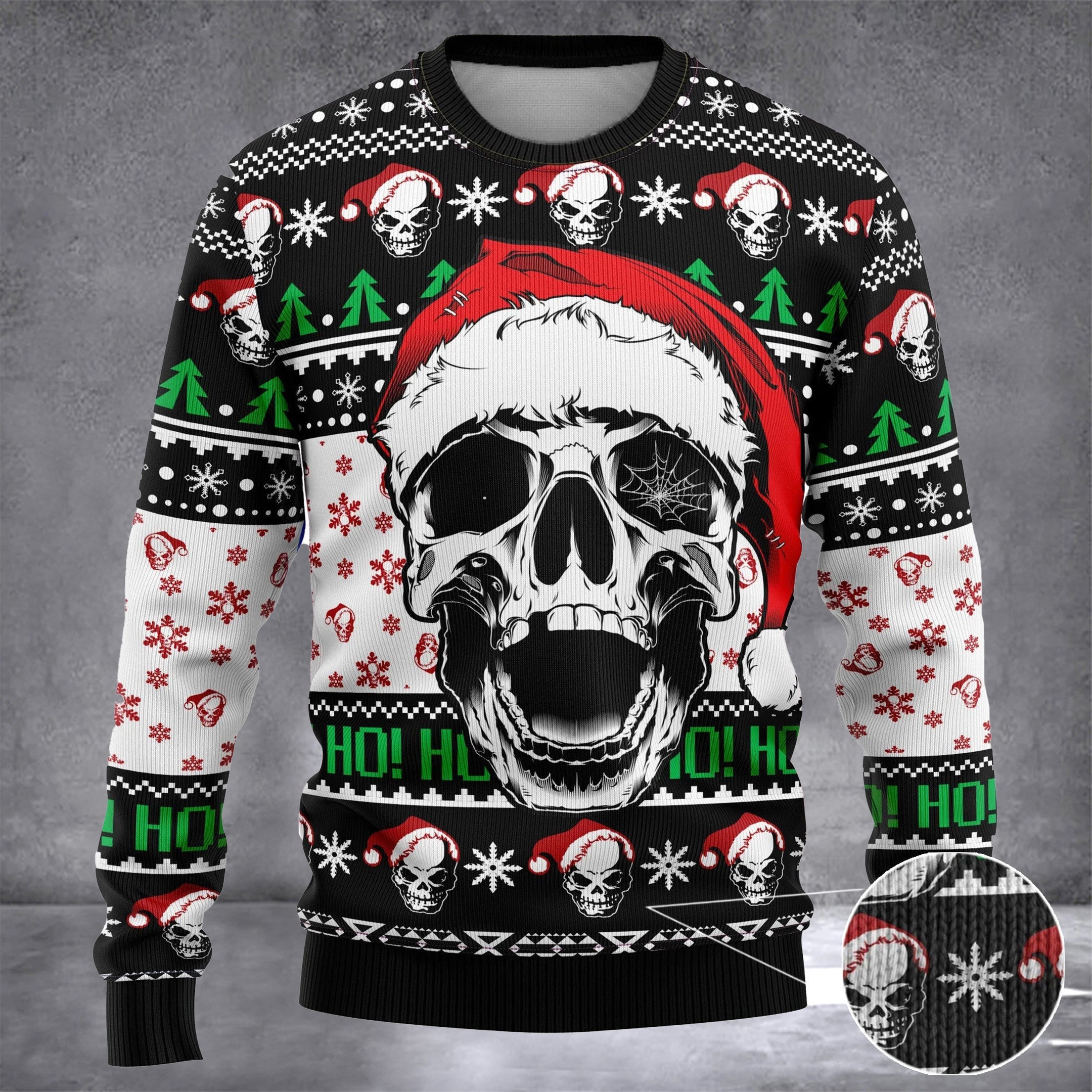 Skull Ugly Christmas Sweater Skull Wearing Santa Hat Ho Ho Ho Clothing Funny Gifts For Him Skull Ugly Christmas Sweater Skull Wearing Santa Hat Ho Ho Ho Clothing Funny Gifts For Him