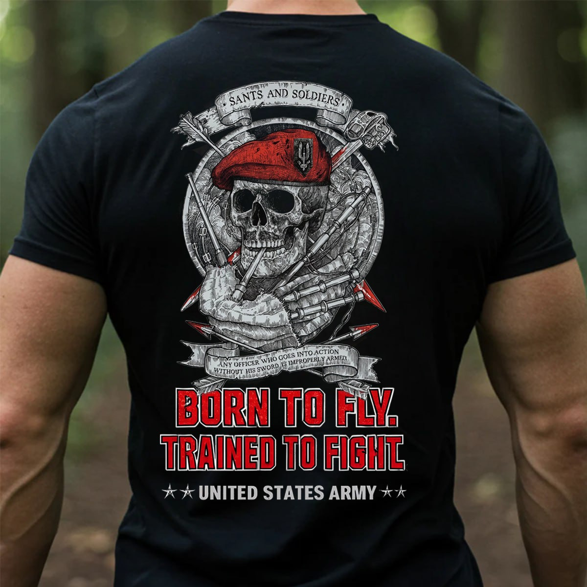 Skull United States Army Veteran T-Shirt Born To Fly Trained To Fight Gift For Veterans Day