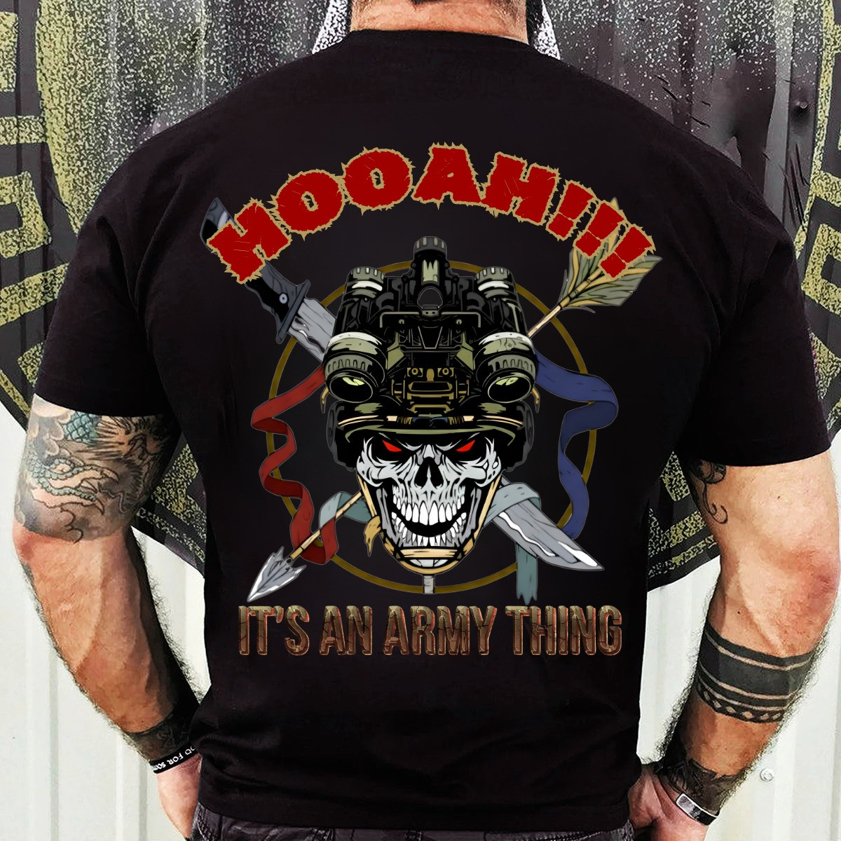 Skull US Army Veteran T-Shirt Hooah It's An Army Thing Military Clothing Proud Soldier Gifts