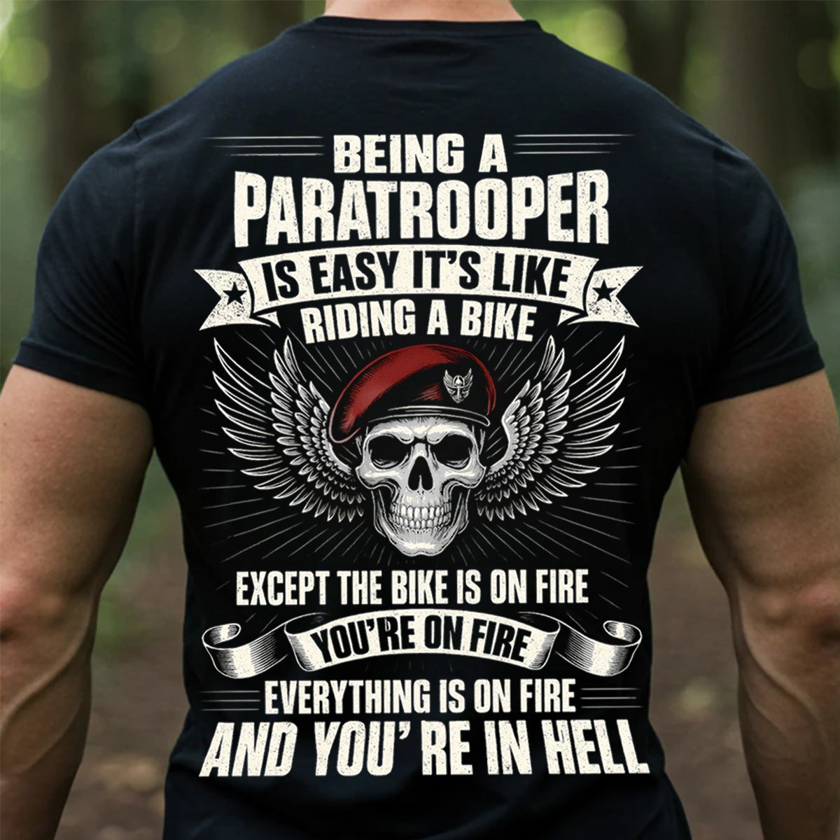 Skull Veteran T-Shirt Being A Paratrooper And You're In Hell Military Tee Gifts For Patriots