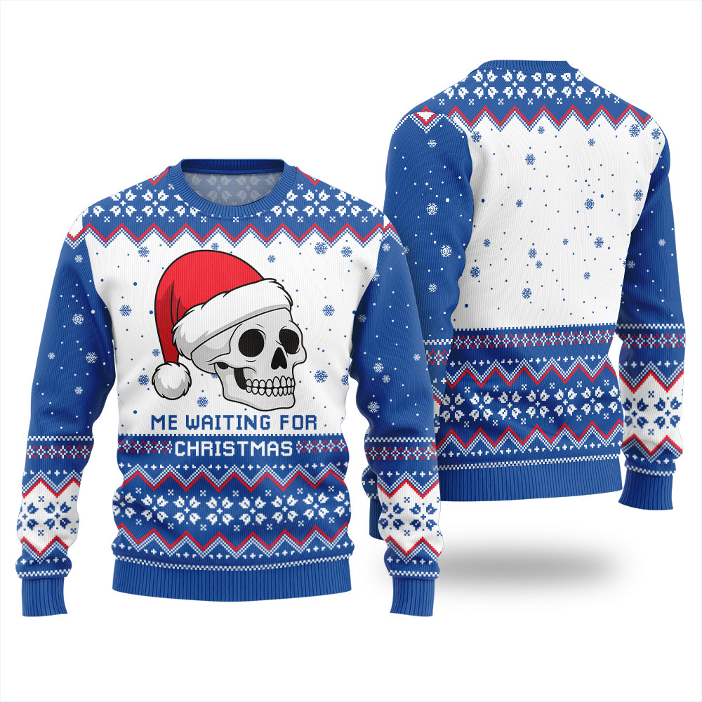 Skull Waiting For Christmas Ugly Sweater Holiday Merch That Makes a Perfect Christmas Gift