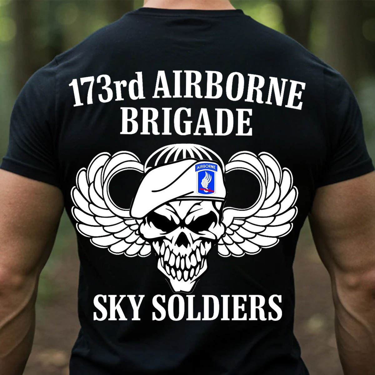 Skull Wings 173rd Airborne Brigade Veteran T-Shirt Sky Soldiers Army Paratrooper Tee Gifts