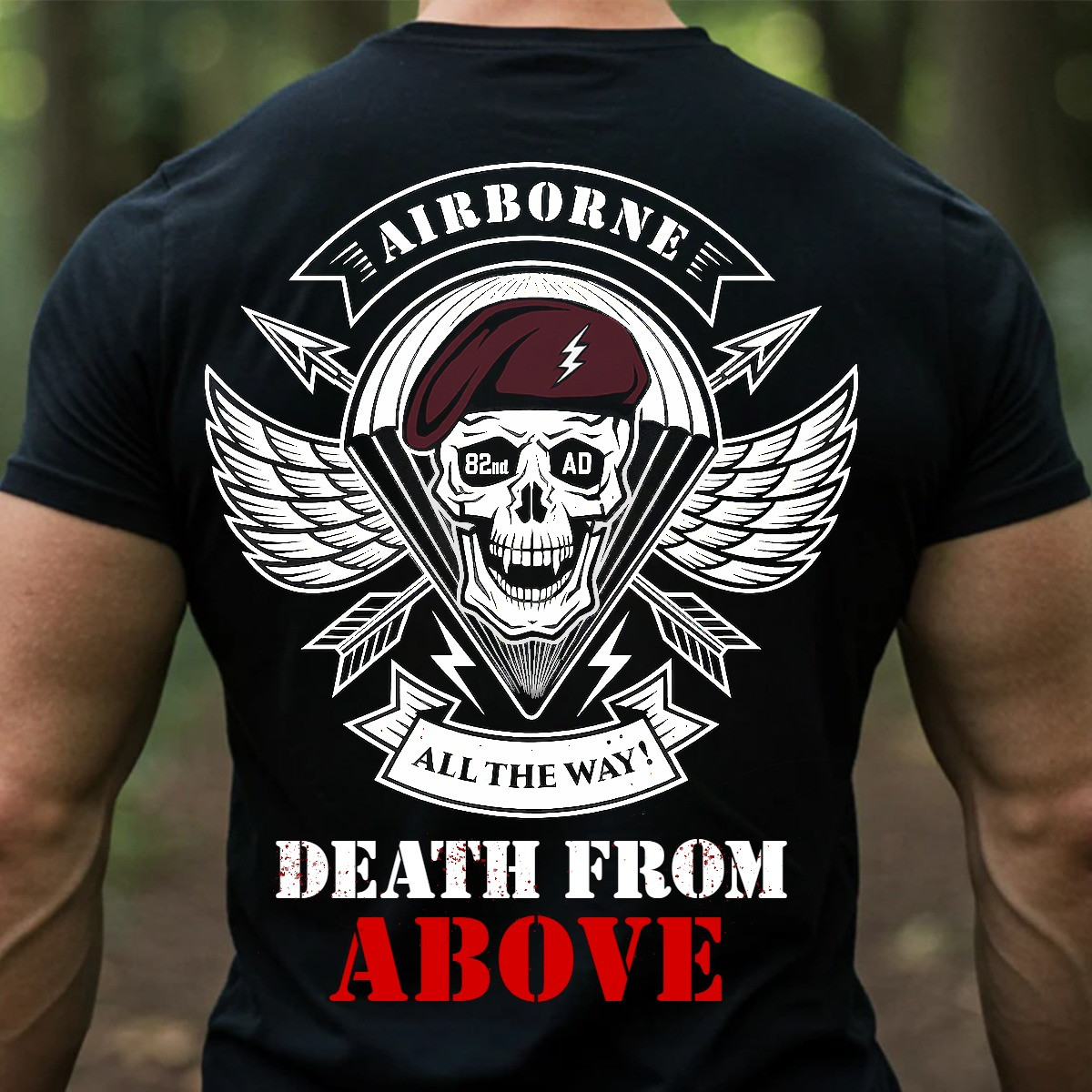 Skull Wings Airborne Army Veteran Shirt 82nd AD Death From Above Veteran Merch For Husband