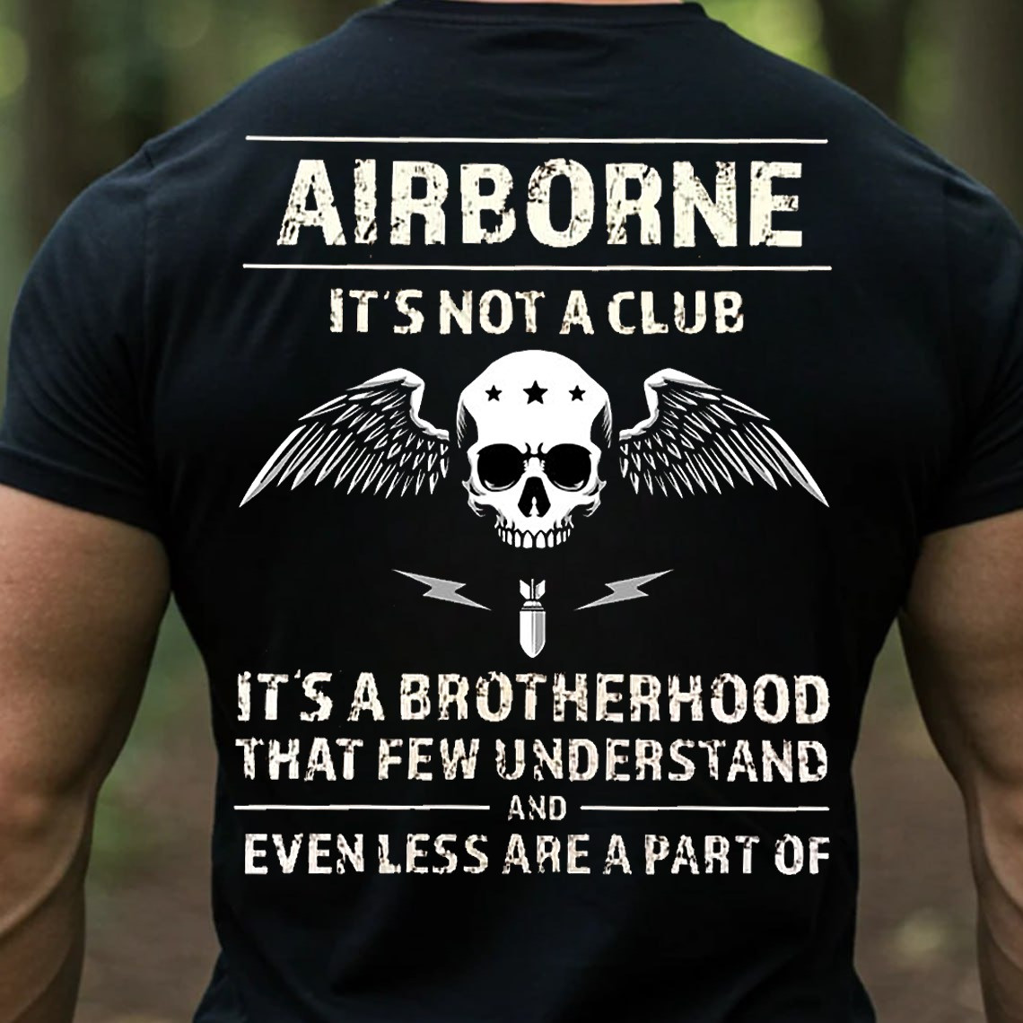 Skull Wings Airborne Veteran T-Shirt It's A Brotherhood Paratrooper Pride Tee For Veterans