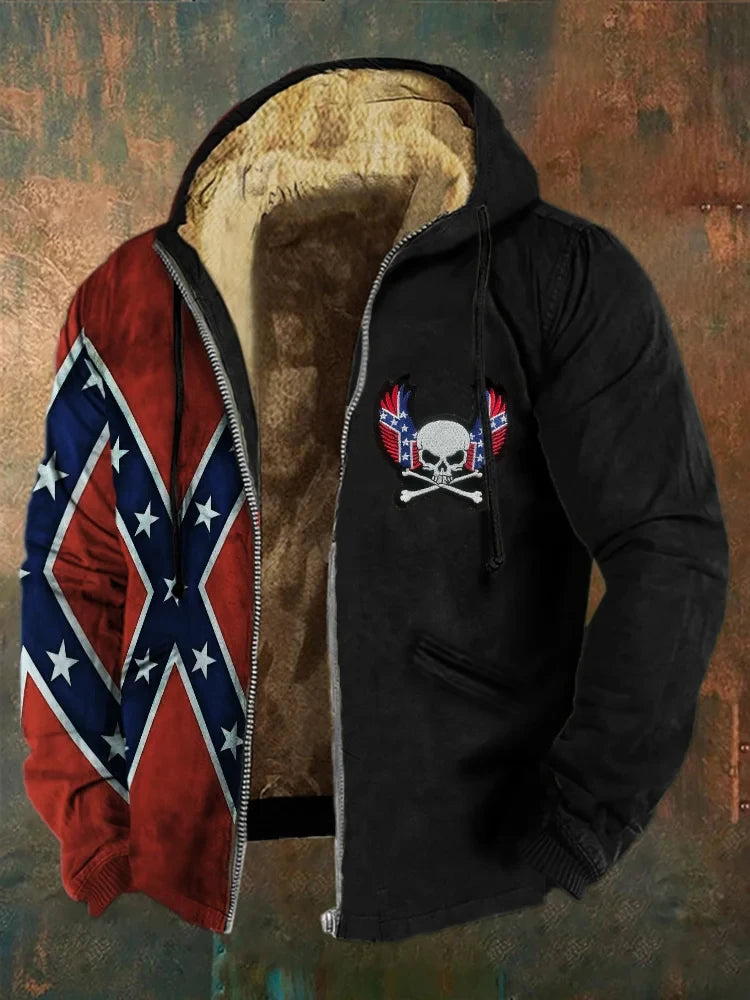 Skull Wings And Crossbones Old Dixie Zip Hoodie Retro Southern Cross Apparel Men's Skull Wings And Crossbones Old Dixie Zip Hoodie Retro Southern Cross Apparel Men's