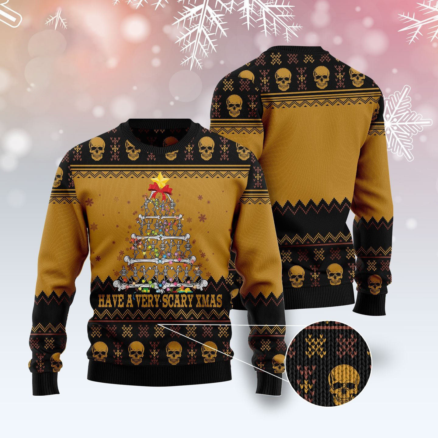 Skull Xmas Tree Ugly Christmas Sweater Have A Very Scary Xmas Gothic Design Christmas Presents