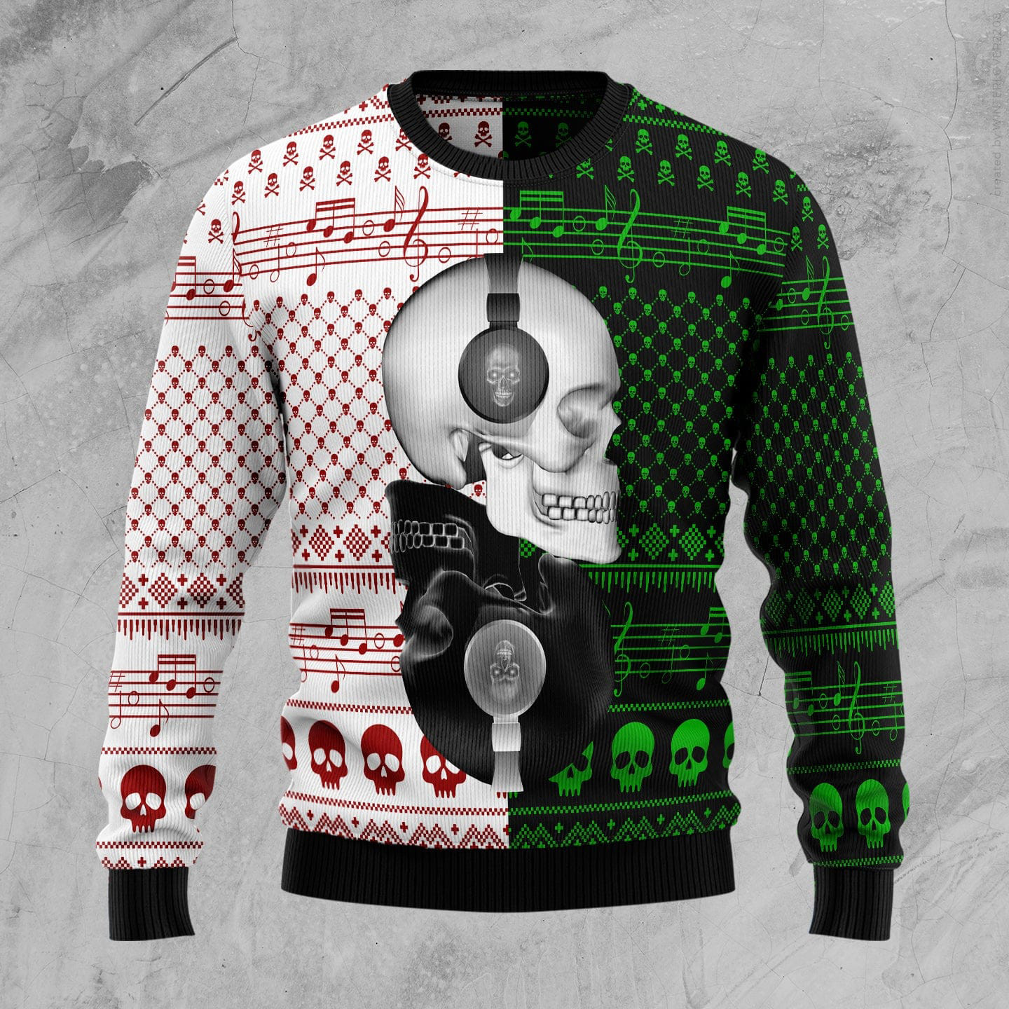 Skull Yin Yang Ugly Christmas Sweater Music Themed Skull Lover Christmas Gifts