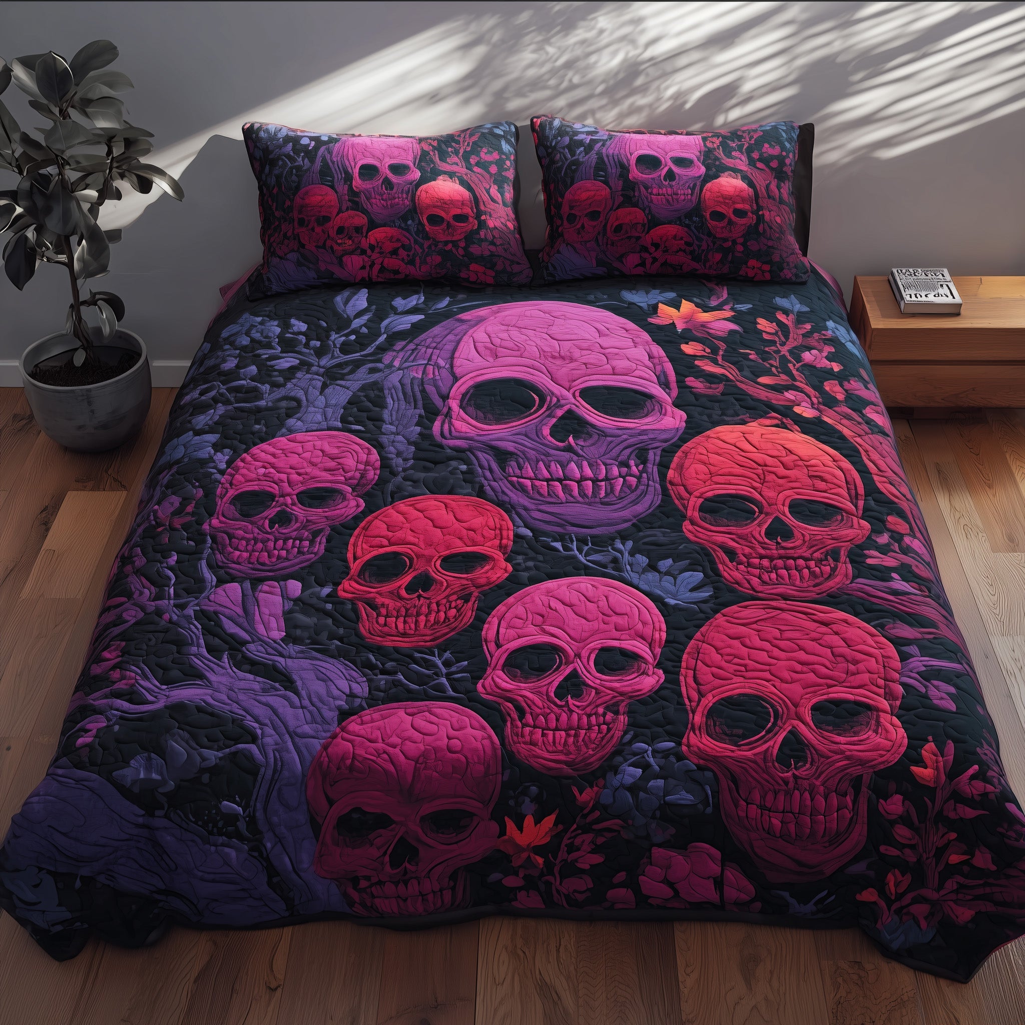 Skulls Quilted Bedding Set Bohemian Vibe