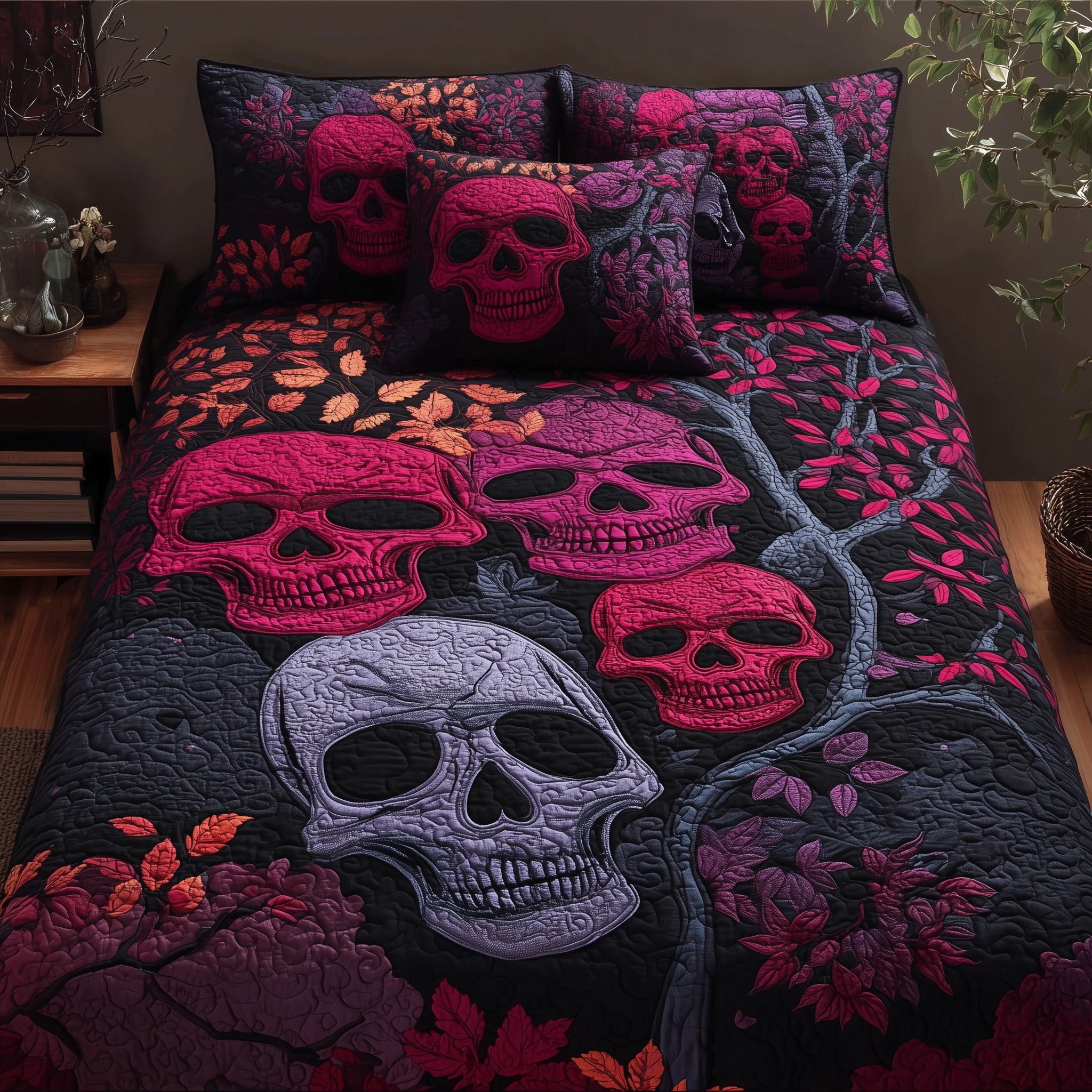 Skulls Quilted Bedding Set Durable & Long-lasting